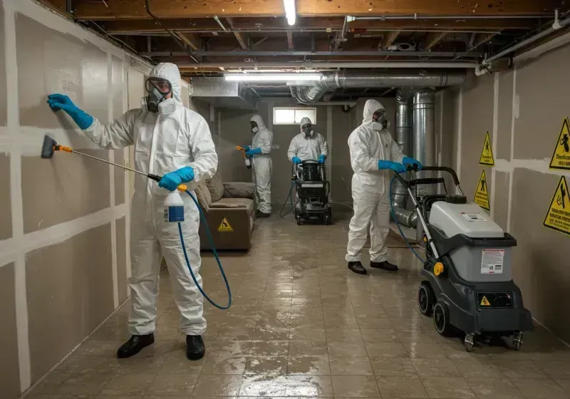 Basement Moisture Removal and Structural Drying process in Goodman, MS